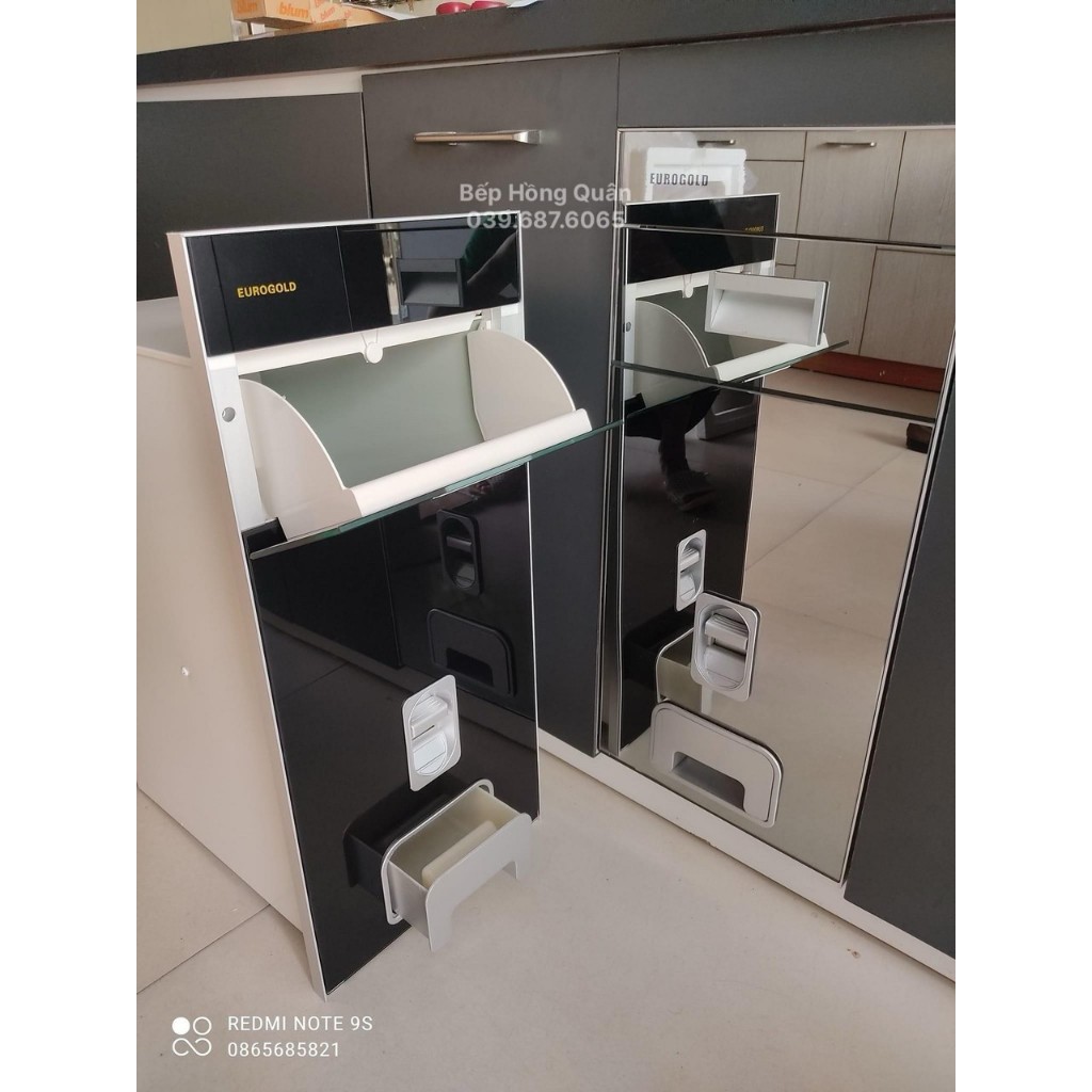 Thùng Gạo Điện Tử B301-B311 Mặt Gương Kính Cường Lực Màu Đen Màu Bạc- THƯƠNG HIỆU EUROGOLD