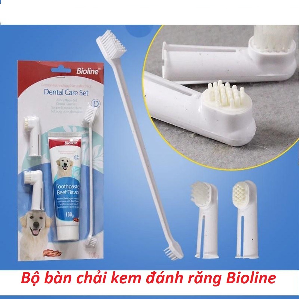 Kem đánh răng thú cưng kèm bàn chải Bioline 100g