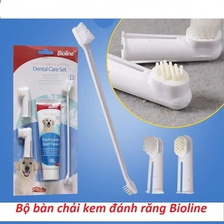 Kem đánh răng thú cưng kèm bàn chải Bioline 100g