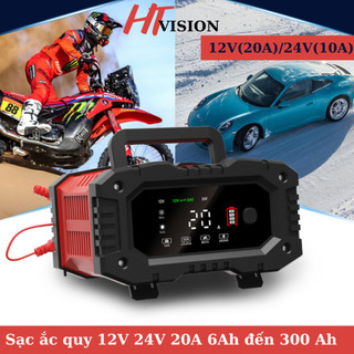 Sạc bình ắc quy 12v 24v 6ah - 300ah foxsur dòng sạc 12v 20a sạc bình ô tô xe máy xe tải pin sắt lifepo4 tự ngắt khi đầy