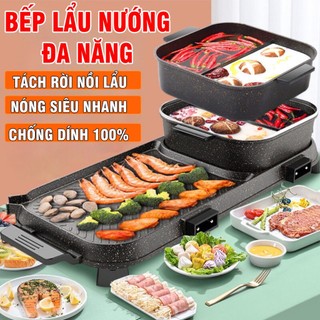  Bếp Lẩu Nướng 3 trong 1 Ăn Bbq Dùng Điện Đa Năng Lẩu 3 Ngăn Tách Rời Được 3 Trong 1 Vừa Lẩu Vừa Nướng Loại Lớn 