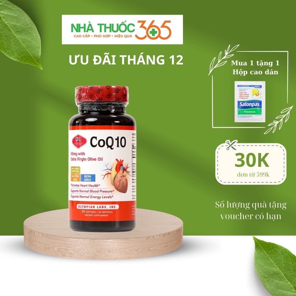 Viên Uống Olympian Labs CoQ10 60mg Hỗ Trợ Sức Khỏe Tim Mạch - Hộp 30 viên