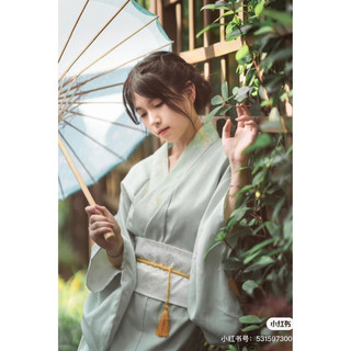 Kimono nhật bản xanh lá nhạt ( sẵn )