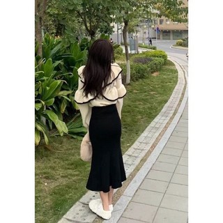 Sét áo bèo viền đen mix chân váy đuôi cá tiểu thư sang chảnh MIVOSA 126