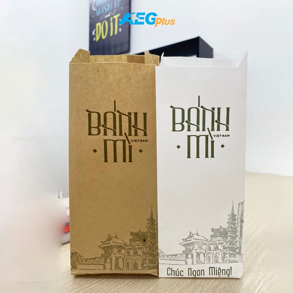 500 cái túi giấy Bánh mì in sẵn mẫu "Bánh mì Việt Nam" kích thước 25 x 9,5 x 4,5cm