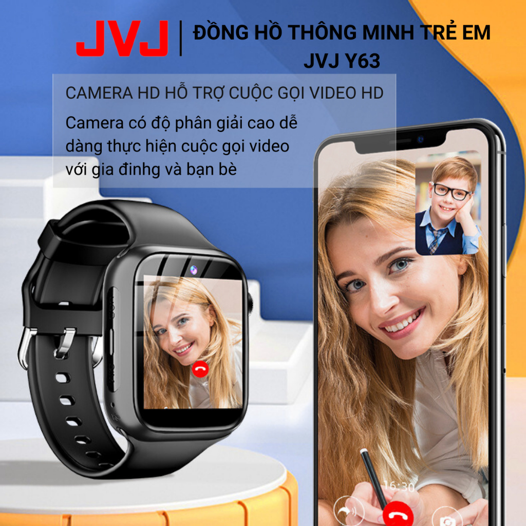 Đồng hồ Thông Minh Trẻ Em JVJ Y63, Call Video Lắp Sim Nghe Gọi 2 Chiều Định Vị Chính Xác Kháng Nước - Bảo Hành 12 Tháng