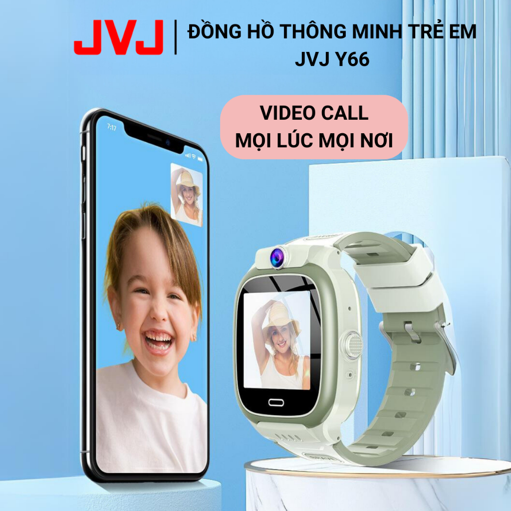 Đồng Hồ Thông Minh Trẻ Em JVJ Y66, Hỗ Trợ Tiếng Việt, Kháng Nước, Video Call, Lắp Sim Nghe Gọi 2 Chiều Bảo Hành 12 Tháng