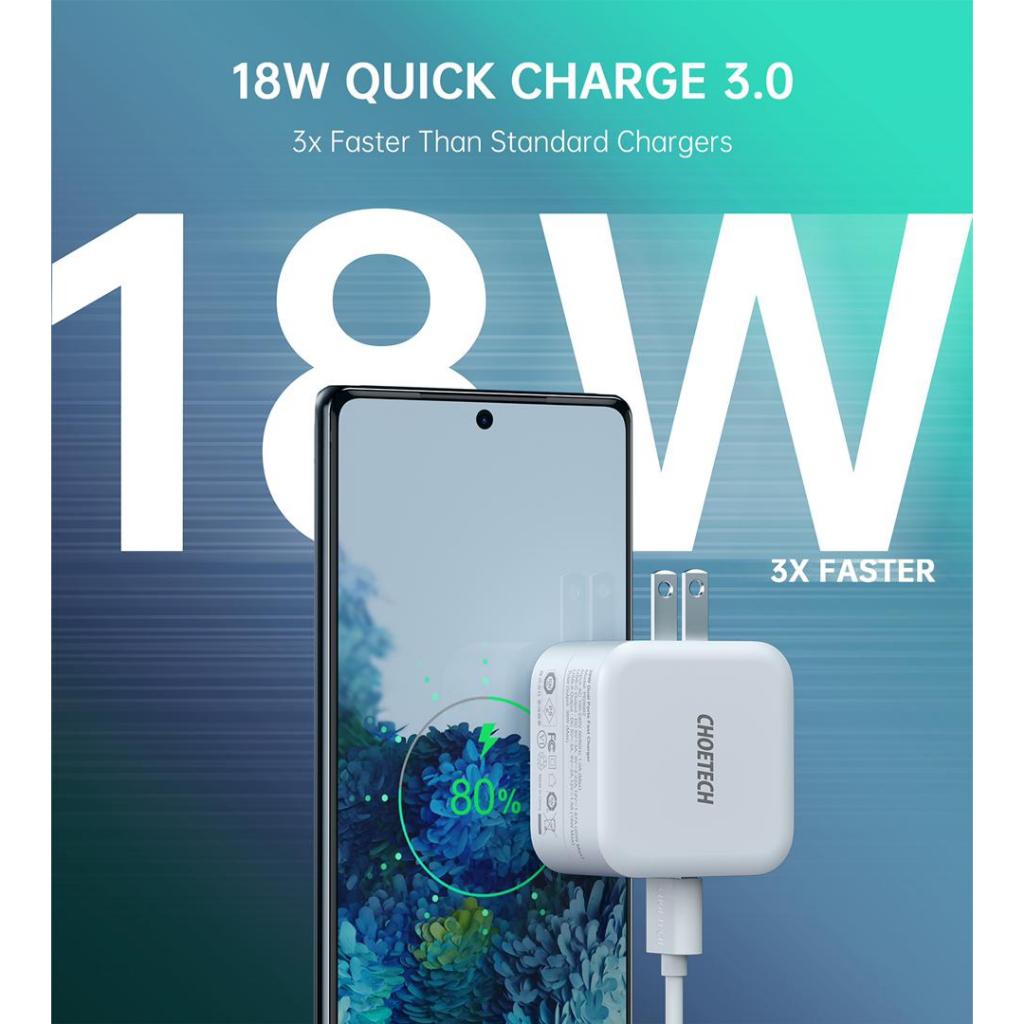 Bộ Củ Sạc Nhanh CHOETECH 38W PD5002-W Và Cáp C to C 60W Dài 1.8M CC0005-S Cho Điện Thoại Samsung, Oppo, Vivo, Xiaomi - H