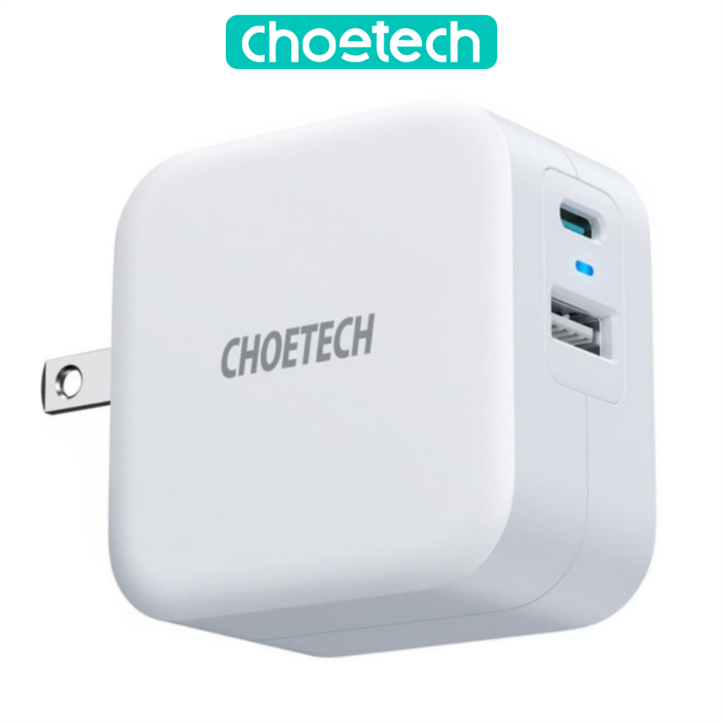 Bộ Củ Sạc Nhanh CHOETECH 38W PD5002-W Và Cáp C to C 60W Dài 1.8M CC0005-S Cho Điện Thoại Samsung, Oppo, Vivo, Xiaomi - H