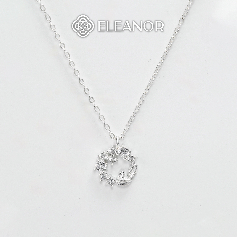 Dây chuyền bạc nữ Eleanor Accessories mặt hình vòng hoa đính đá phụ kiện trang sức 6449