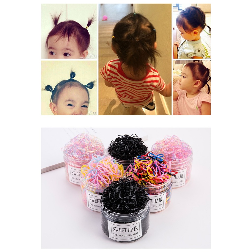 Túi 1000 thun cột tóc cho bé không đau tóc màu tươi tắn