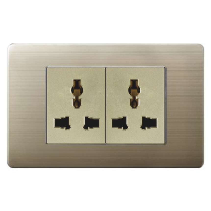 Combo 4-6-8-9 bộ ổ cắm mặt chữ nhật Uten V9.2 màu vàng xước tân cổ điển