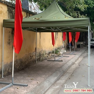 Nhà bạt di động 3mx3m hàng Việt Nam, lều bạt dã ngoại đa năng (Bạt màu xanh bộ đội)