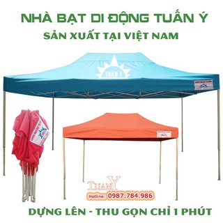 [Hàng Việt Nam] Nhà bạt di động 3mx4.5m MÀU CAM, lều bạt bán hàng đa năng tiện lợi