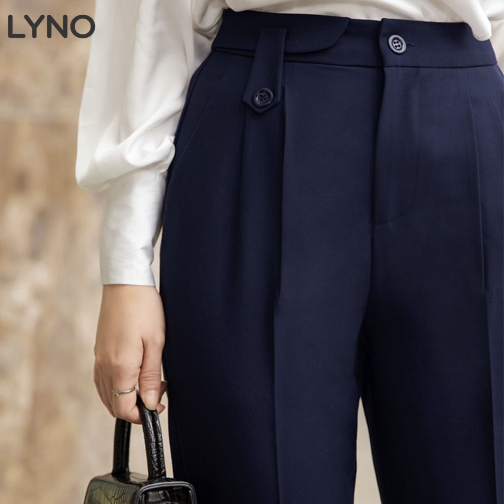 Quần dài baggy tôn dáng LYNO chất cotton lạnh thoáng mát, không nhăn, co giãn nhẹ, có túi xéo, xếp ly thân trước_AB0351