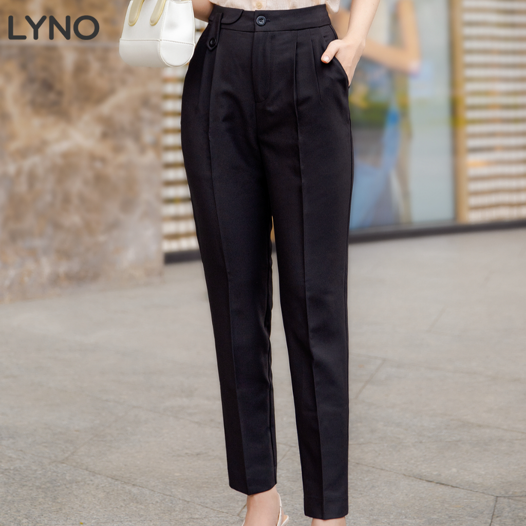 Quần dài baggy tôn dáng LYNO chất cotton lạnh thoáng mát, không nhăn, co giãn nhẹ, có túi xéo, xếp ly thân trước_AB0351