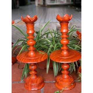 Đôi cây nến thờ gỗ hương trang trí phòng thờ cao 45cm