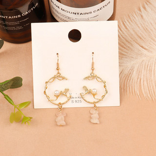 [FLASH SALE] Bông tai tròn thiết kế dáng dài gắn họa tiết xinh xắn thanh lịch