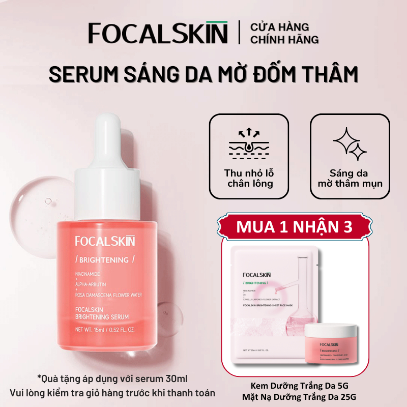 FOCALSKIN Serum Tinh Chất Sáng Da Đều Màu 3% NIACINAMIDE + 3% α-ARBUTIN + Vitamin C + Tranexamic Acid 15ml/30ml