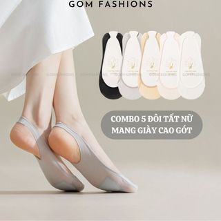 Combo 5 đôi vớ mang giày cao gót GOMTAT có đệm silicon chống tuột gót, chất liệu cotton êm chân -CAOGOT-SUX-19218-CB5