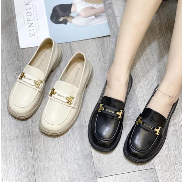 Giày Loafer nữ đế cao PD-L fullbox bản da cao cấp - Giày búp bê nữ xinh xắn