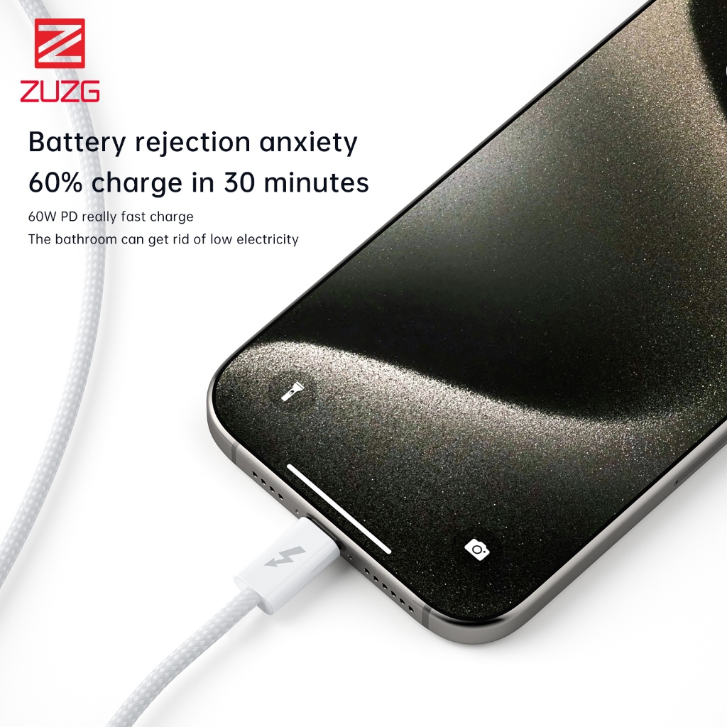 Cáp sạc siêu nhanh C to C 60W dành cho lP và các dòng android chính hãng ZUZG CT02