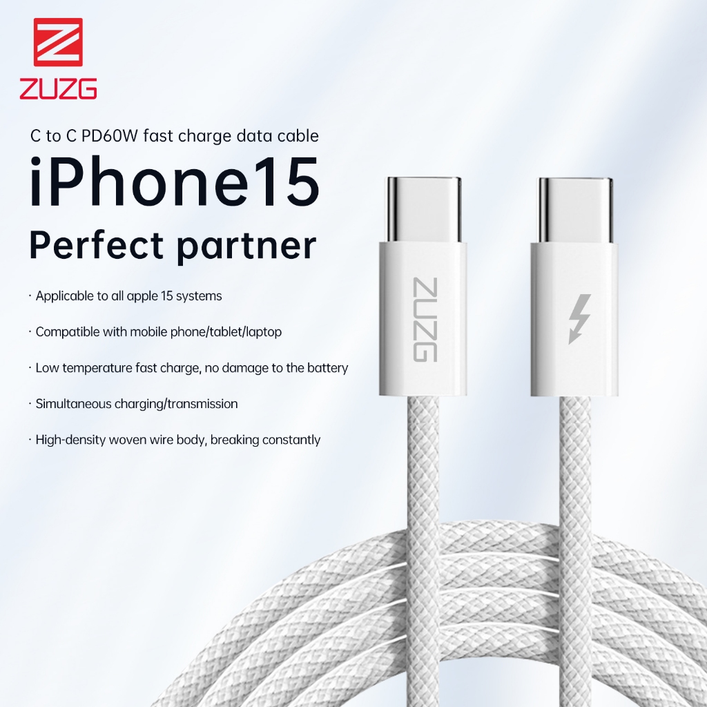 Cáp sạc siêu nhanh C to C 60W dành cho lP và các dòng android chính hãng ZUZG CT02