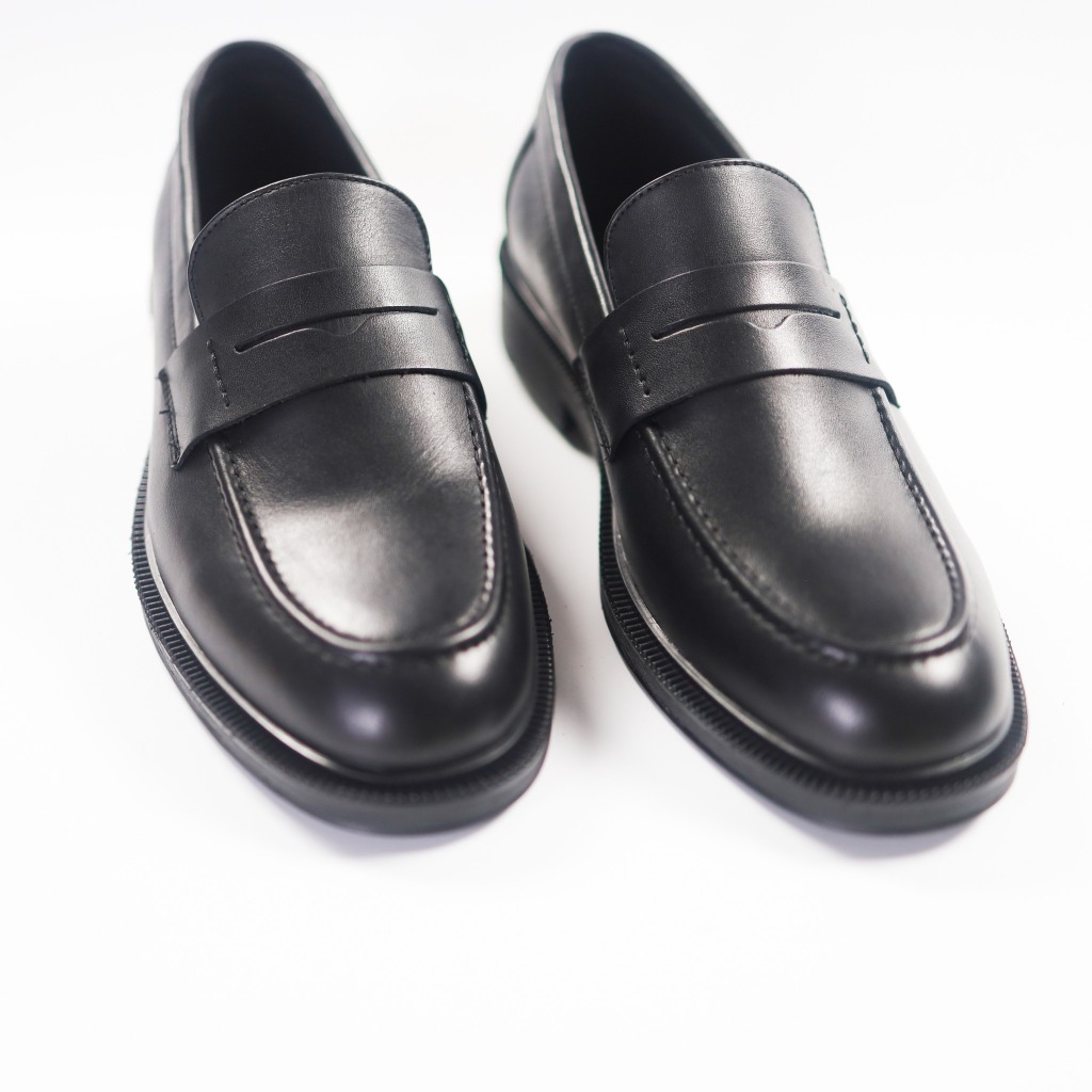 Penny Loafer Công Sở Màu Đen da bò, giày loafer nam đế khâu