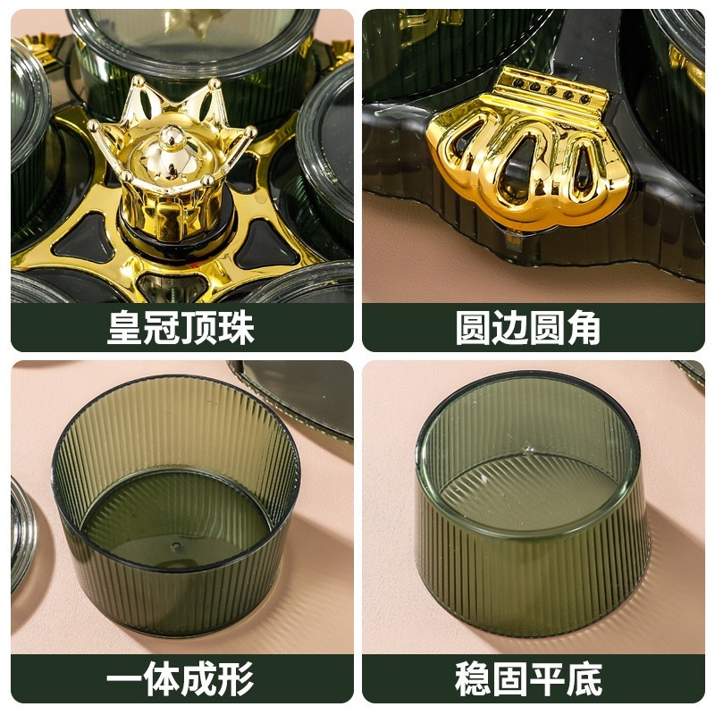 Khay đựng bánh kẹo nhựa cao cấp đựng hoa quả Khay Mứt Tết Phong Cách Hoàng Gia 5 Hũ Thuỷ Tinh - Khay Mứt Tết Trang Trí