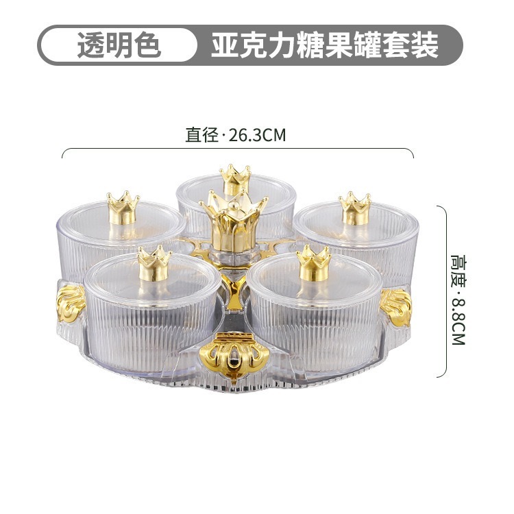 Khay đựng bánh kẹo nhựa cao cấp đựng hoa quả Khay Mứt Tết Phong Cách Hoàng Gia 5 Hũ Thuỷ Tinh - Khay Mứt Tết Trang Trí