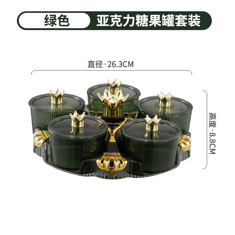 Khay đựng bánh kẹo nhựa cao cấp đựng hoa quả Khay Mứt Tết Phong Cách Hoàng Gia 5 Hũ Thuỷ Tinh - Khay Mứt Tết Trang Trí