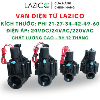 Van điện từ 220v 24vdc 24vac phi 21 34 42 49 60, van nước điện từ ngoài trời cao cấp lazico
