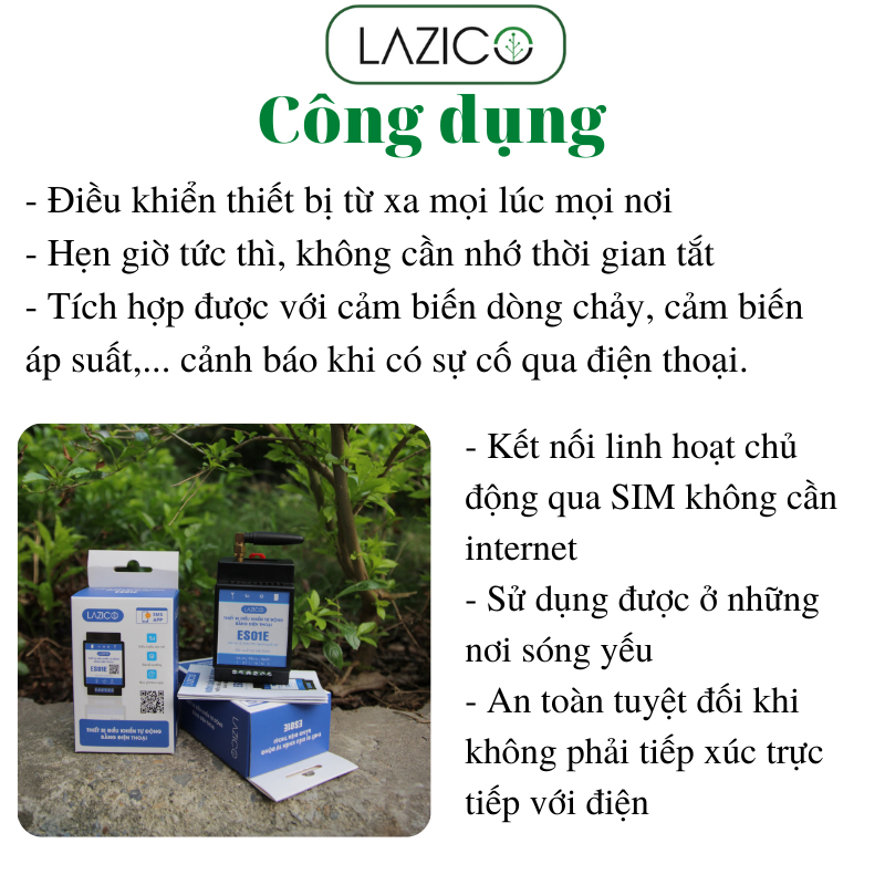 Bộ điều khiển từ xa, giám sát và cảnh báo sự cố cho máy bơm qua điện thoại LAZICO ES01E