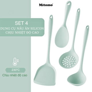 Bộ dụng cụ nấu ăn nhà bếp, làm bánh 7 món bằng silicone chịu nhiệt cao, chống dính Mitomo - Hàng chính hãng