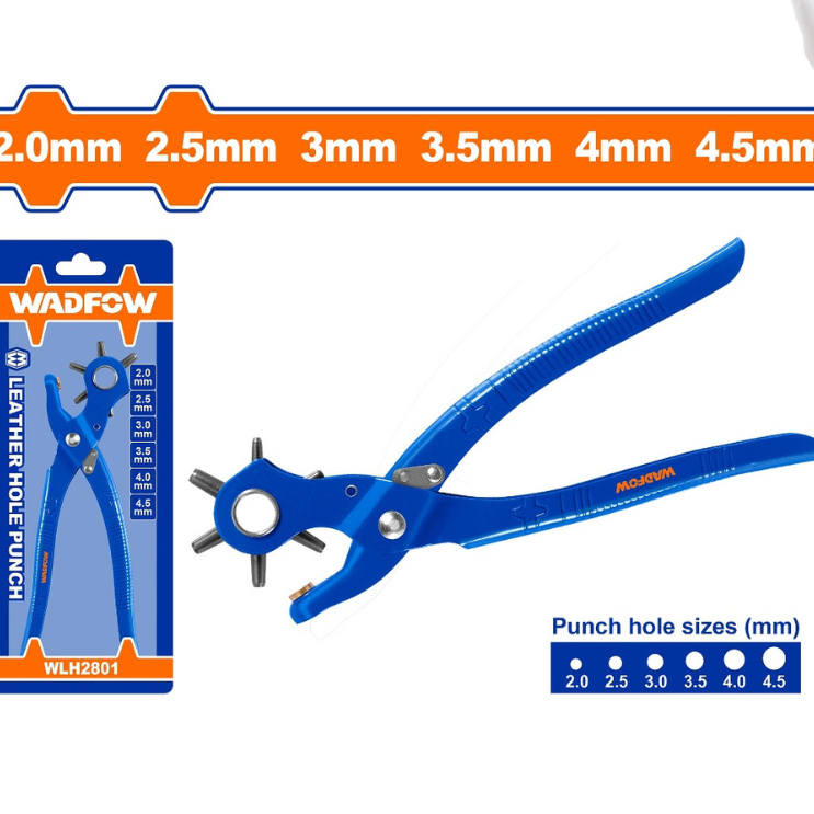 Kềm đục lỗ da 9" WADFOW WLH2801 Dụng cụ bấm lỗ vải da, túi, dây nịt 6 lỗ [Đồ nghề chính hãng]