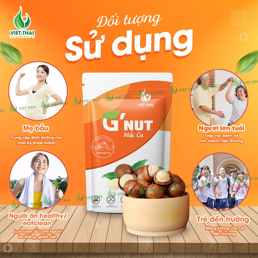 Mắc Ca G'Nut - Macca Úc Hữu Cơ Nhập Khẩu Chuẩn Chất Lượng Béo Bùi Ăn Kiêng Eatclean Việt Thái Organic (Gói 500G