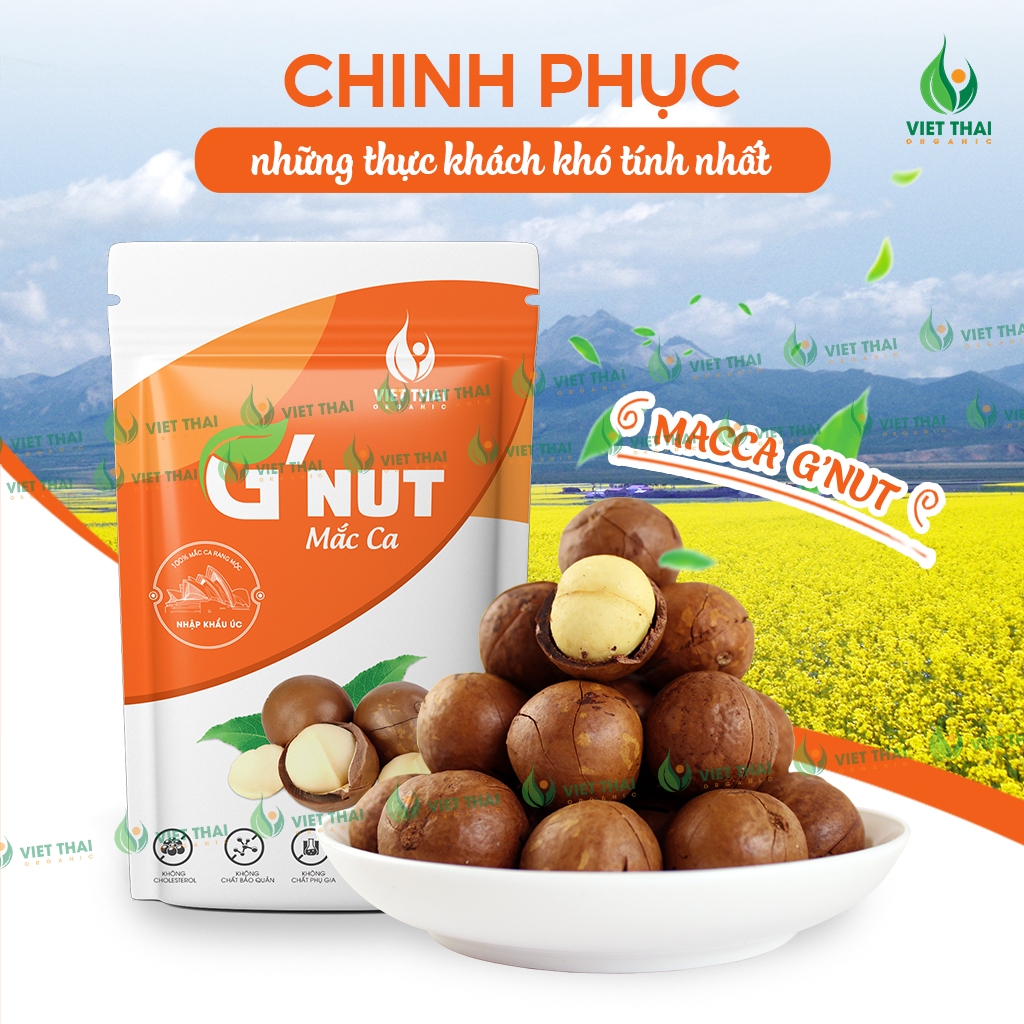 Mắc Ca G'Nut - Macca Úc Hữu Cơ Nhập Khẩu Chuẩn Chất Lượng Béo Bùi Ăn Kiêng Eatclean Việt Thái Organic (Gói 500G