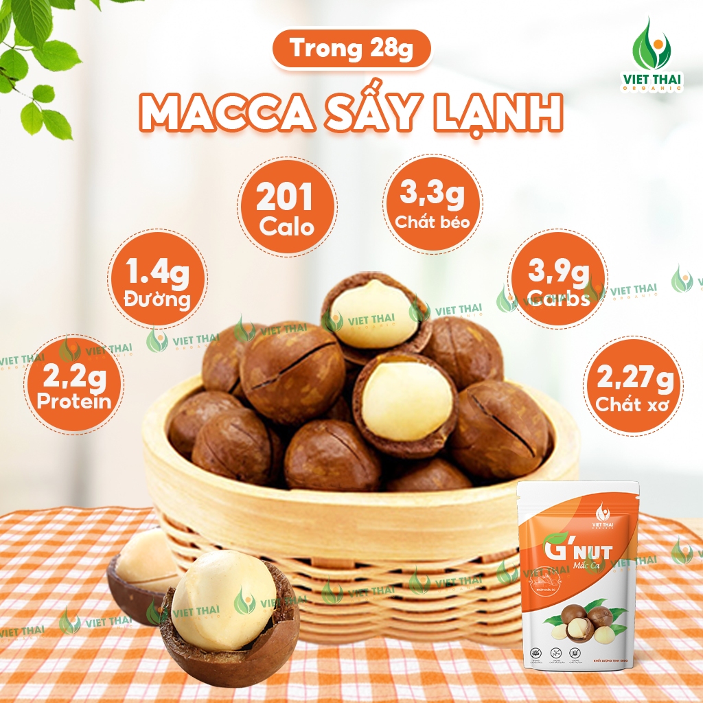 Mắc Ca G'Nut - Macca Úc Hữu Cơ Nhập Khẩu Chuẩn Chất Lượng Béo Bùi Ăn Kiêng Eatclean Việt Thái Organic (Gói 500G