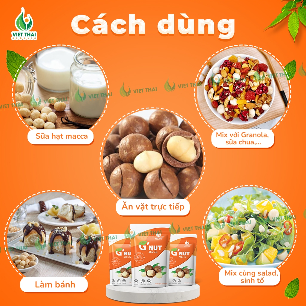 Mắc Ca G'Nut - Macca Úc Hữu Cơ Nhập Khẩu Chuẩn Chất Lượng Béo Bùi Ăn Kiêng Eatclean Việt Thái Organic (Gói 500G
