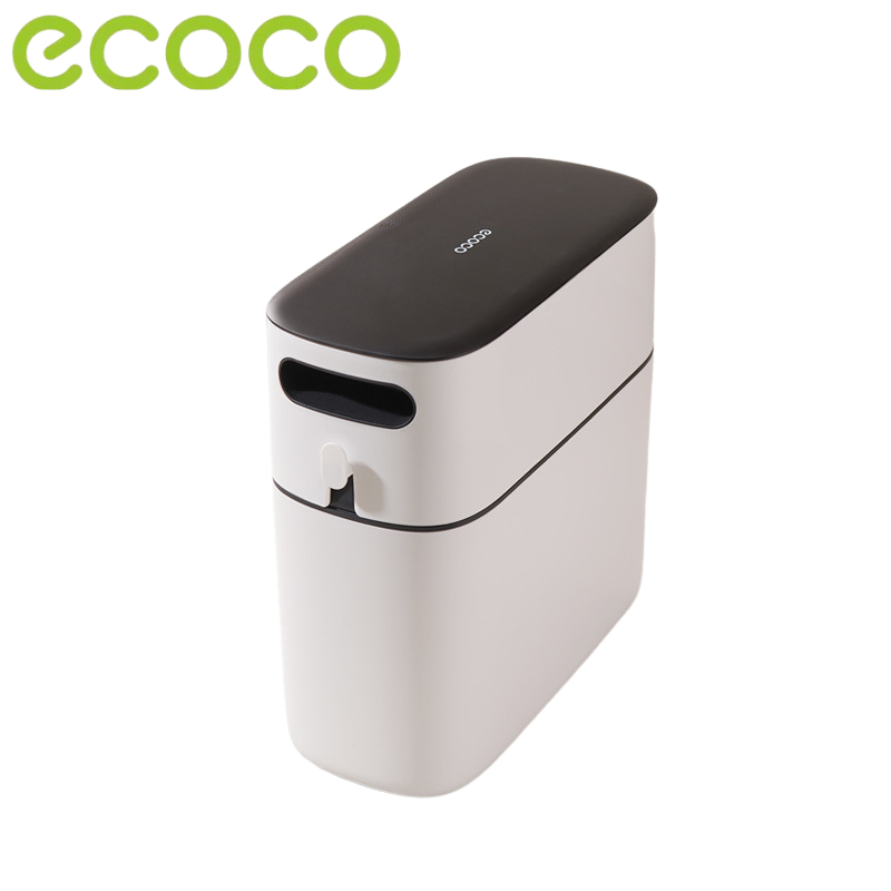 Thùng rác thông minh 12L ECOCO nắp kín tự động đóng gói 2244 | Thùng đựng rác nhà vệ sinh,nhà bếp cho không gian hẹ