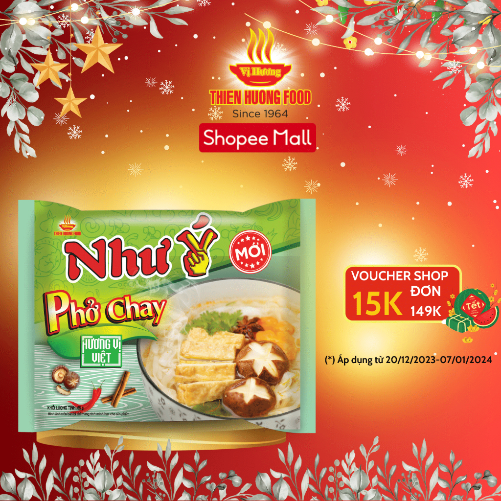 Thùng 30 gói Phở Chay Như Ý 65g/gói