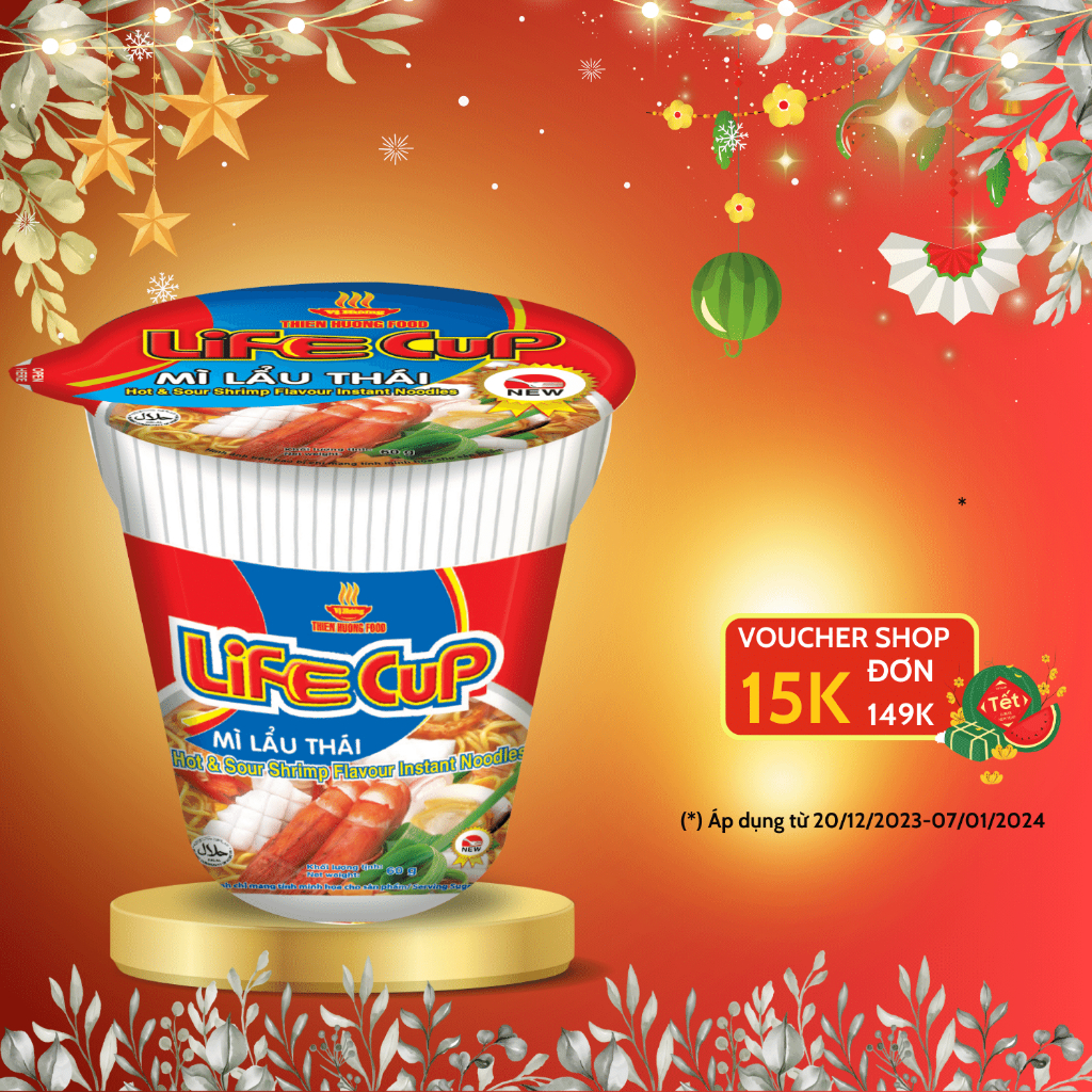 Thùng 24 Ly Mì Lẩu Thái Life Cup 60g/ly