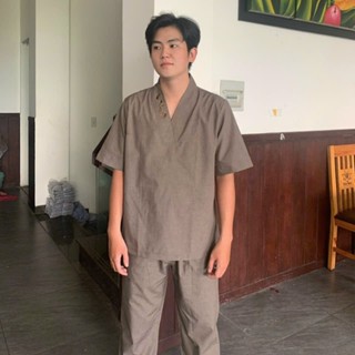 (NAM THUYỀN) Đồ lam đi chùa nam, Quần áo Phật tử mẫu nam Tici