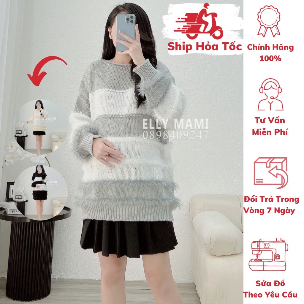 ( 40kg - 75kg ) Áo Len Bầu , Bigsize Sau Sinh , Lông Điệu , Chất Len Dày Mịn Form Dễ Mặc Thoải Mái Áo 5