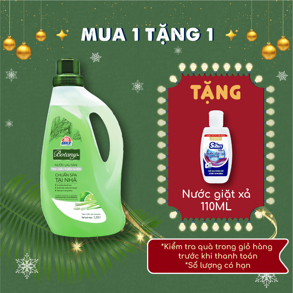 Nước Lau Sàn 365 MAX BOTANY Tinh Dầu Thiên Nhiên 1.25L - Sàn nhà sạch bóng và an toàn, chống côn trùng