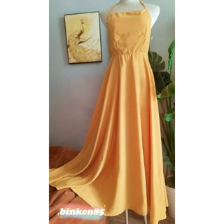 Đầm maxxi hở lưng tùng xéo