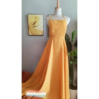 Đầm maxxi hở lưng tùng xéo