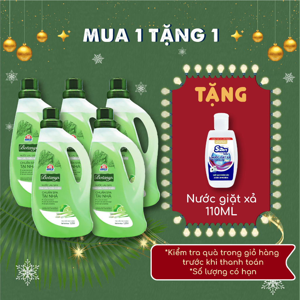 5 Chai nước Lau Sàn 365 MAX BOTANY Tinh Dầu Thiên Nhiên 1.25L - Sàn nhà sạch bóng và an toàn, chống côn trùng