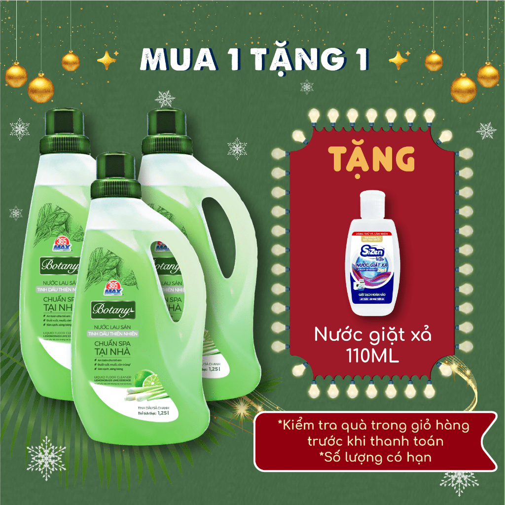 3 Chai Nước Lau Sàn 365 MAX BOTANY Tính Dầu Thiên Nhiên Sả Chanh 1.25L