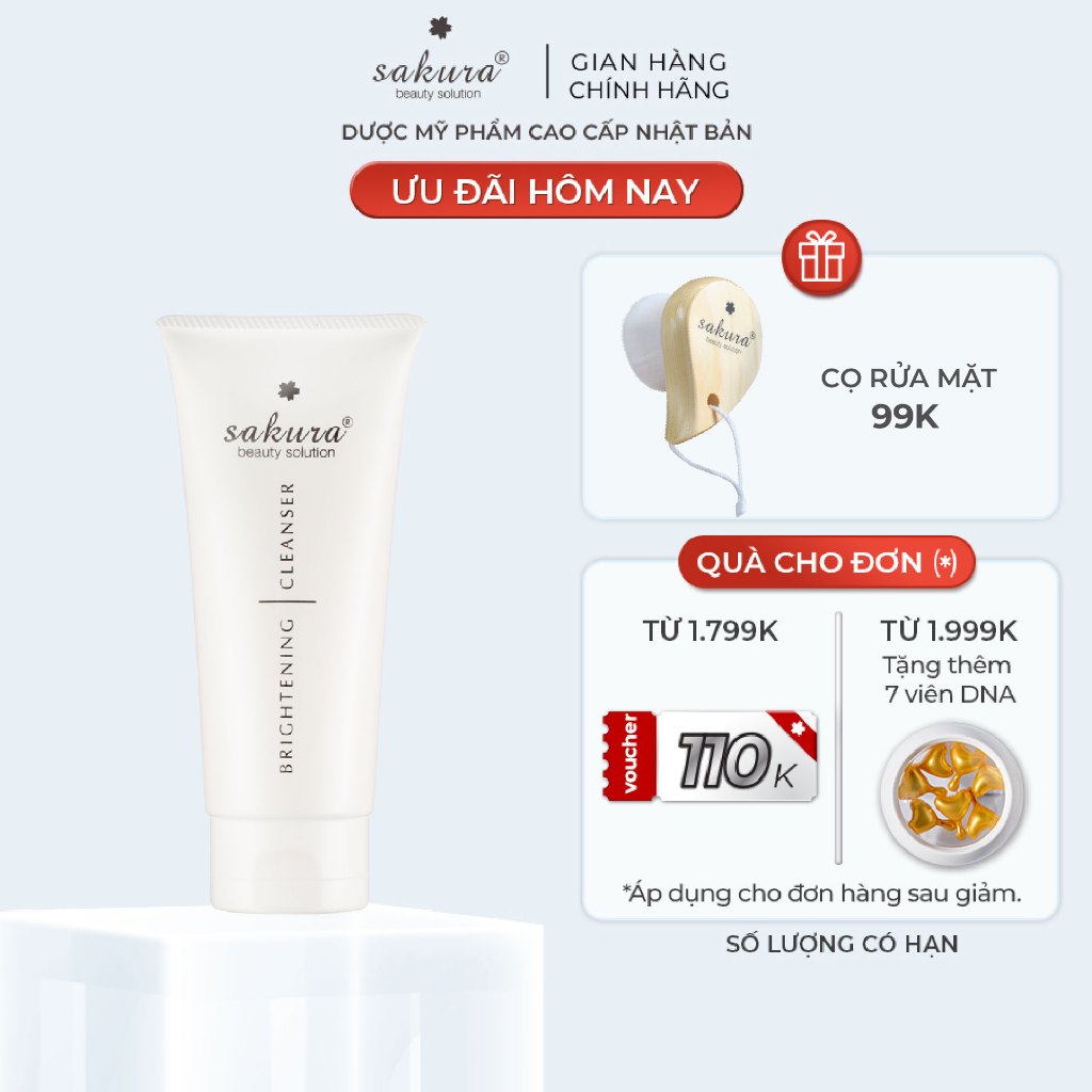 Sữa rửa mặt trắng sáng da Sakura Brightening Cleanser Tuýp 100ml